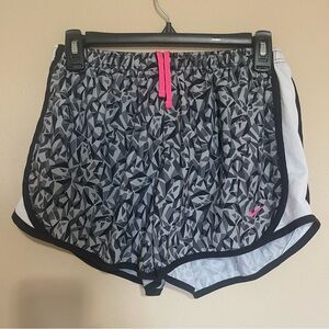 Nike girls  Black and Gray Patterned Shorts with Pink Accent